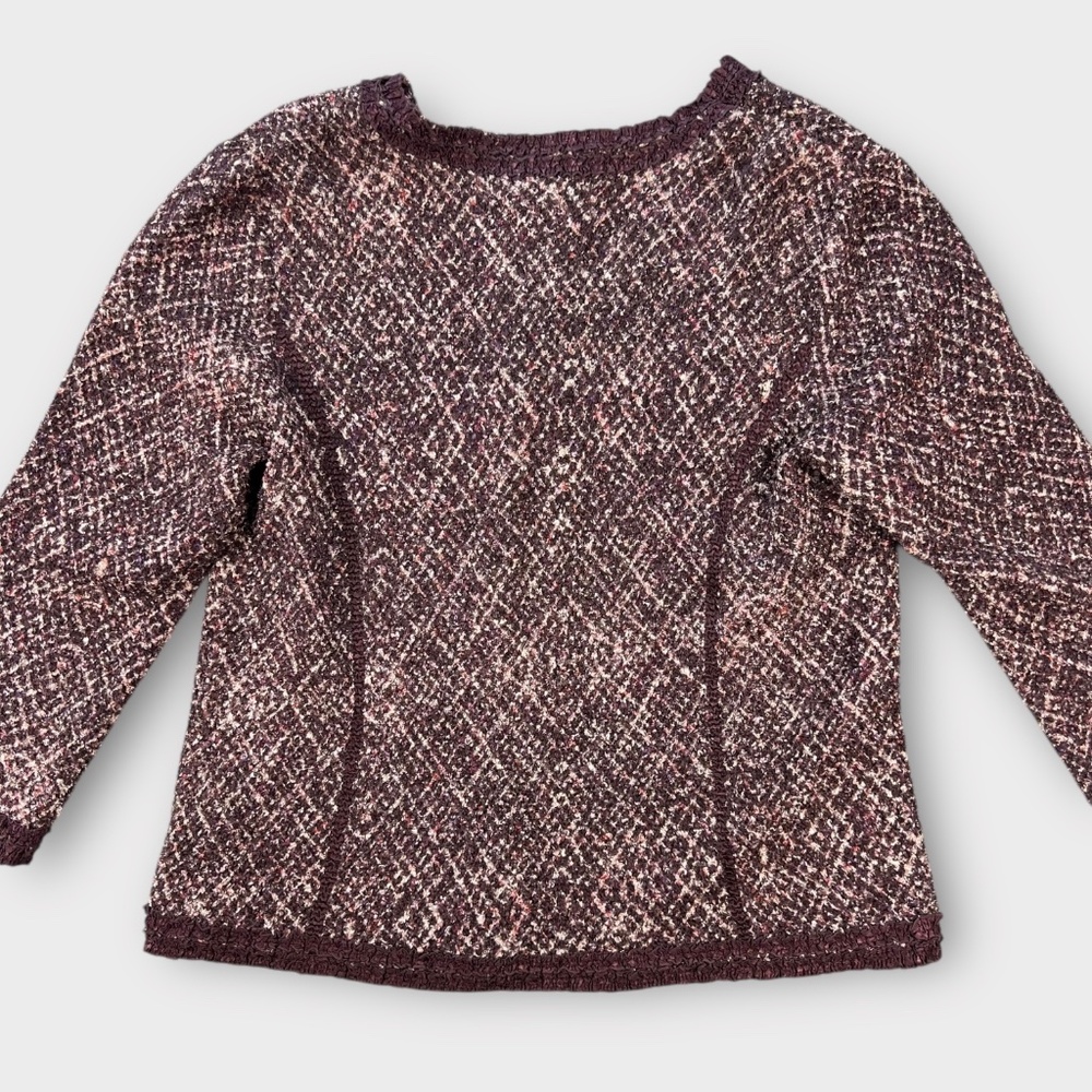 Chicos Travelers Open Cardigan Jacket Plum Burgundy Women 12-14 L Lagenlook Fall - Picture 8 of 14